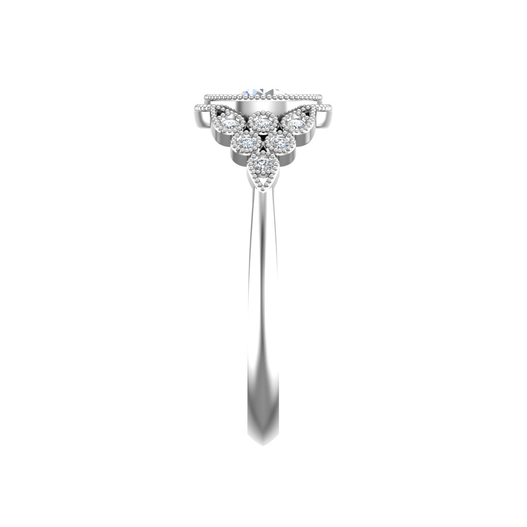 Serenity Accented Milgrain Engagement Ring